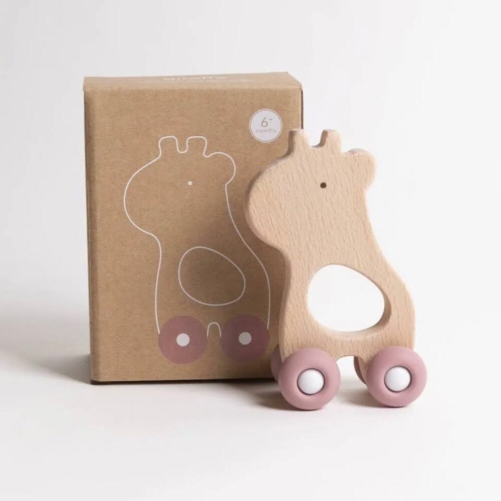 NEW Cheengoo Giraffe Wooden Teething Push Toy, NWT